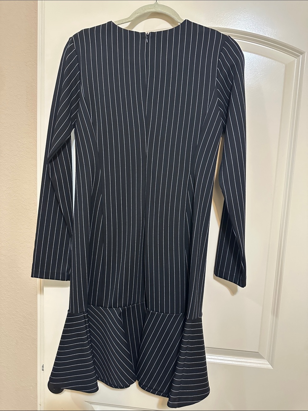 Lauren Ralph Lauren Black Pinstripe Long Sleeve Dress with Gold Buttons - Picture 2 of 6